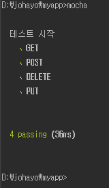 Express.js 테스트 실행 결과